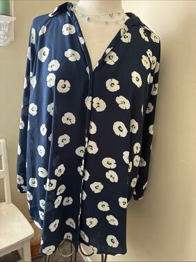 CAbi Navy Floral Button-Down Top